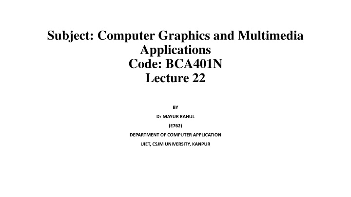 subject computer graphics and multimedia