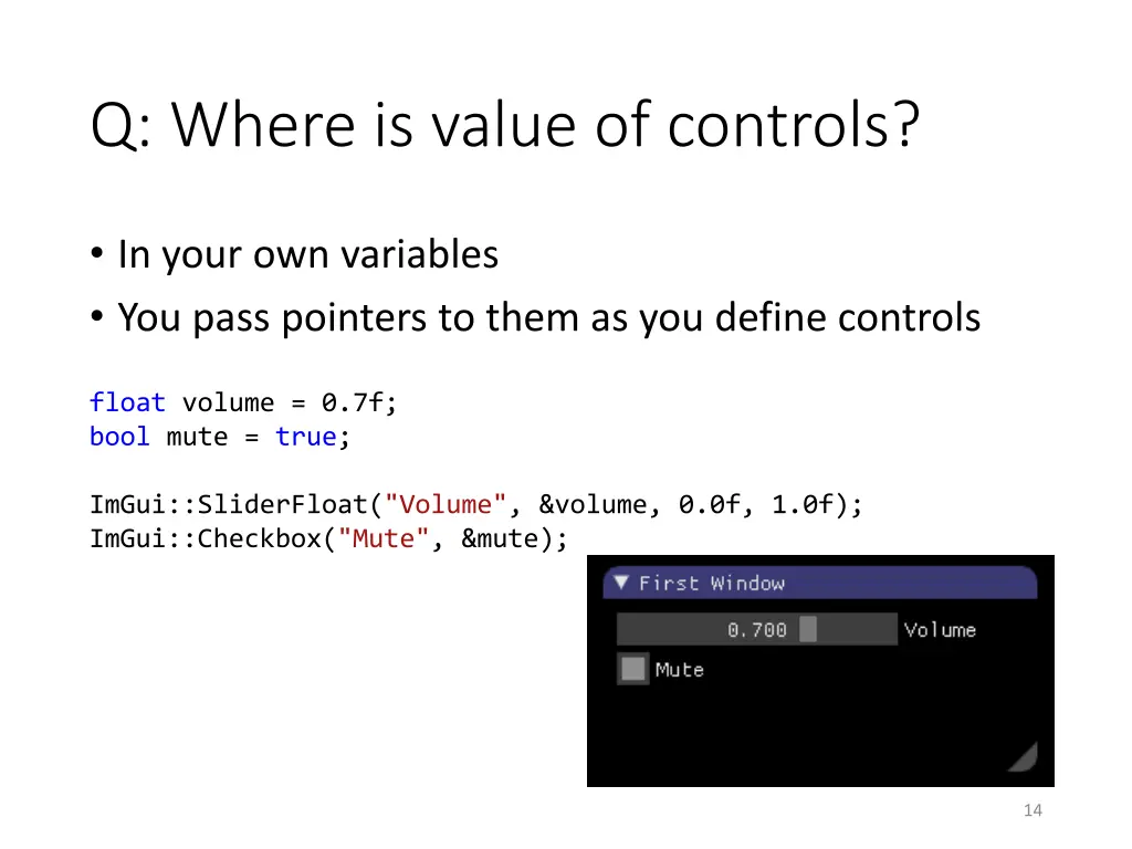 q where is value of controls