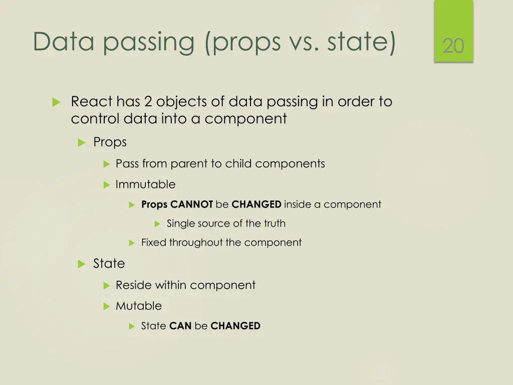 data passing props vs state