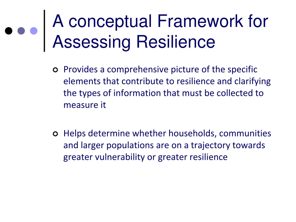 a conceptual framework for assessing resilience