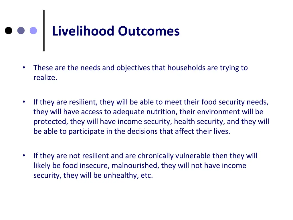 livelihood outcomes