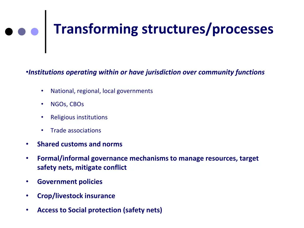 transforming structures processes