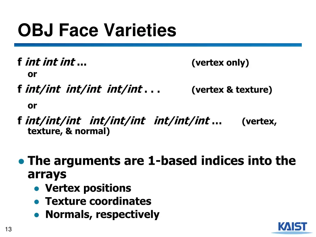 obj face varieties