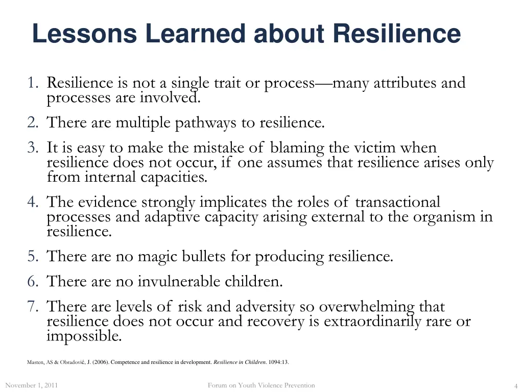 lessons learned about resilience