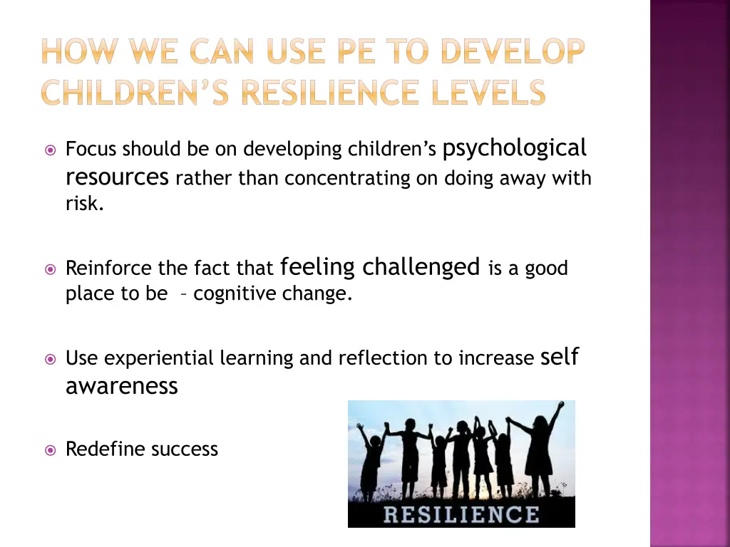 how we can use pe to develop children