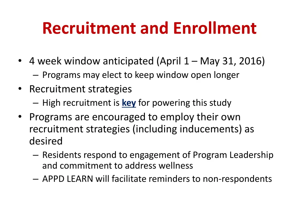 recruitment and enrollment