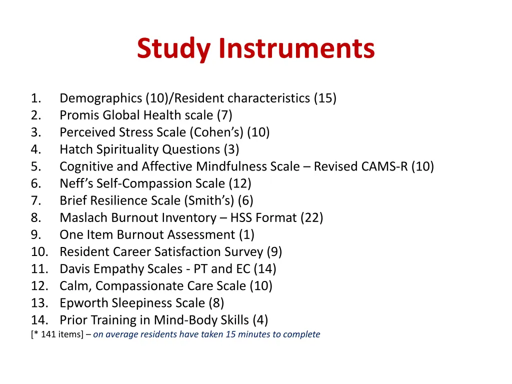 study instruments