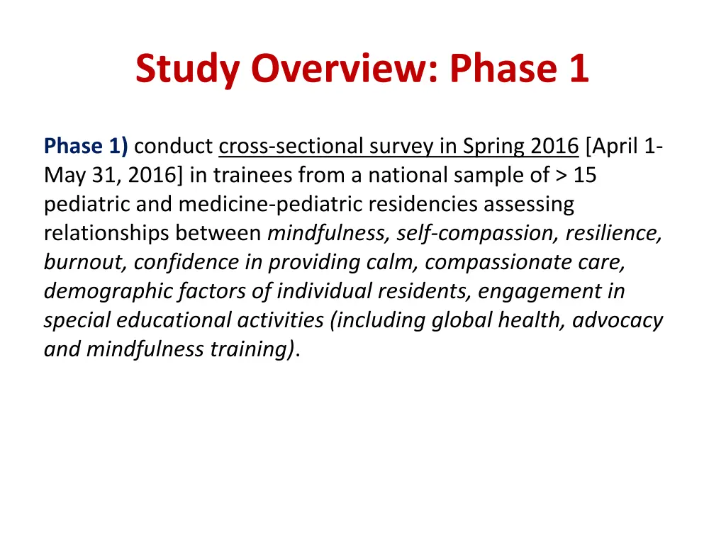 study overview phase 1