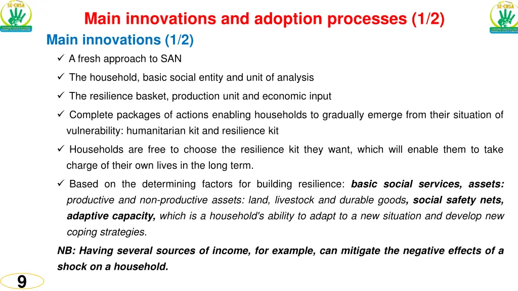 main innovations and adoption processes 1 2 main