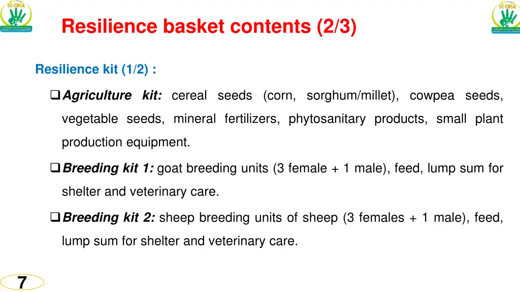 resilience basket contents 2 3