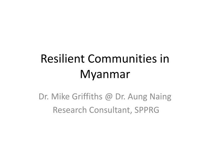 resilient communities in myanmar