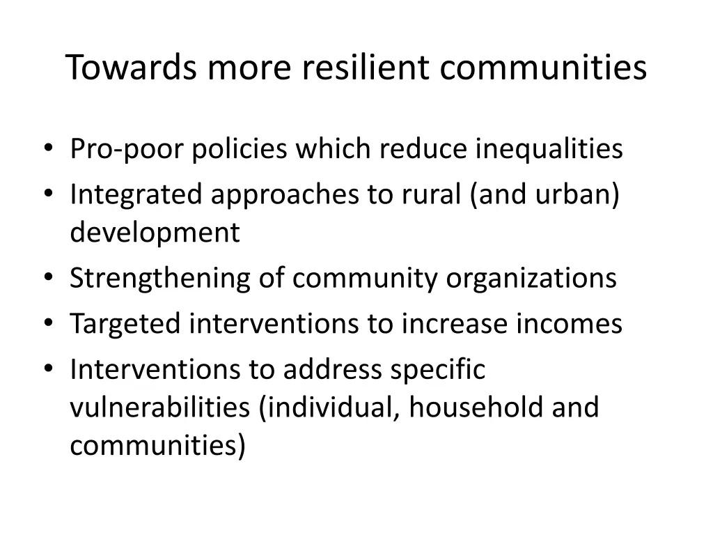 towards more resilient communities