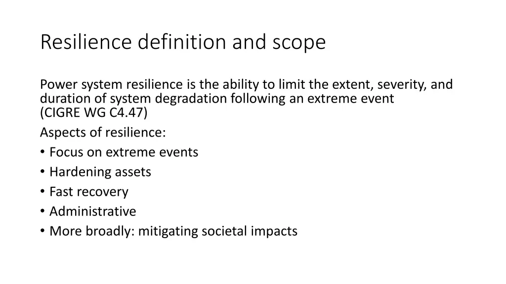 resilience definition and scope