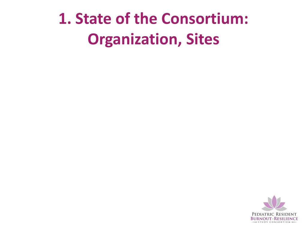 1 state of the consortium organization sites