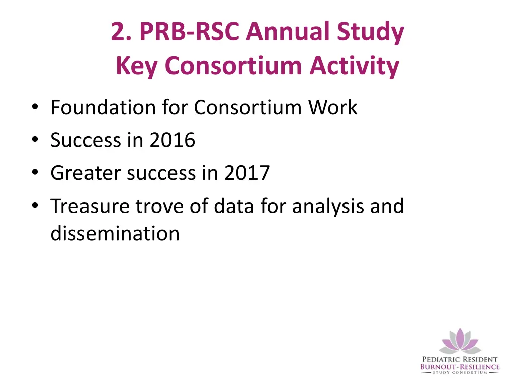 2 prb rsc annual study key consortium activity