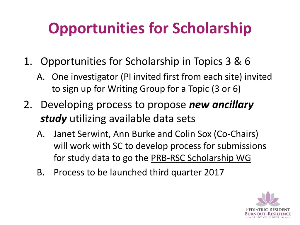 opportunities for scholarship