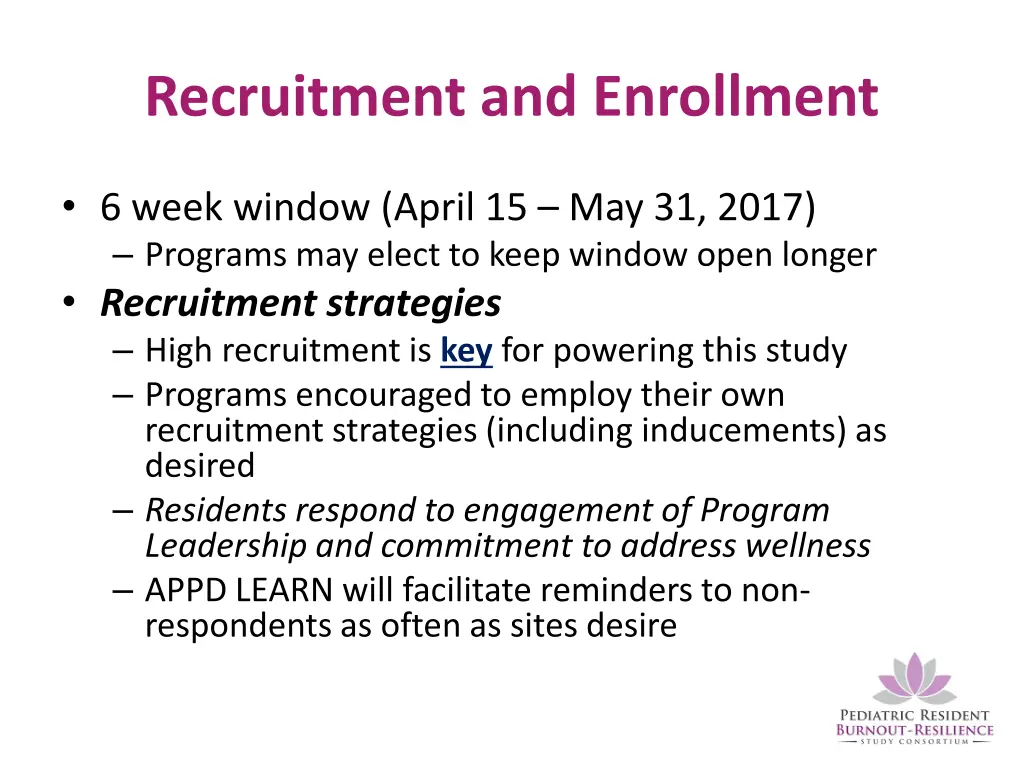 recruitment and enrollment