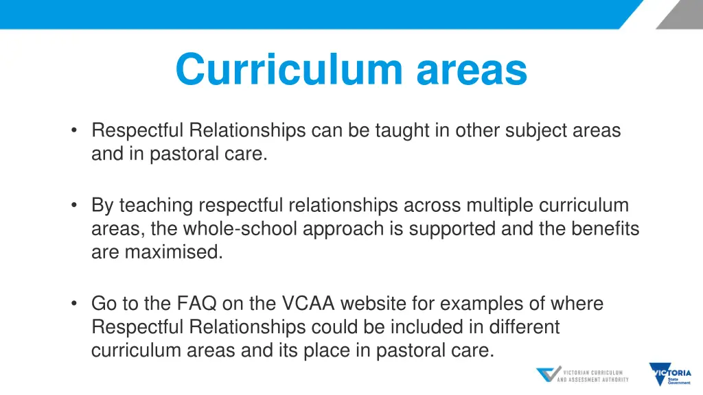 curriculum areas