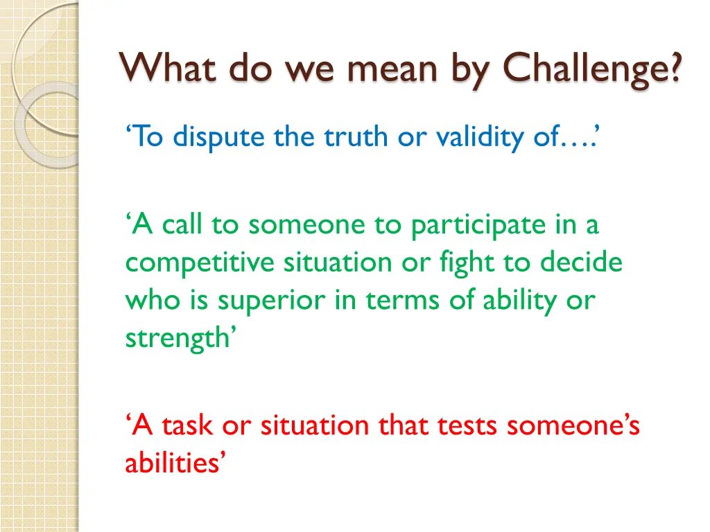 what do we mean by challenge