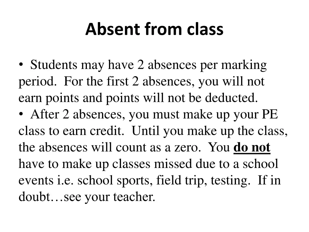 absent from class