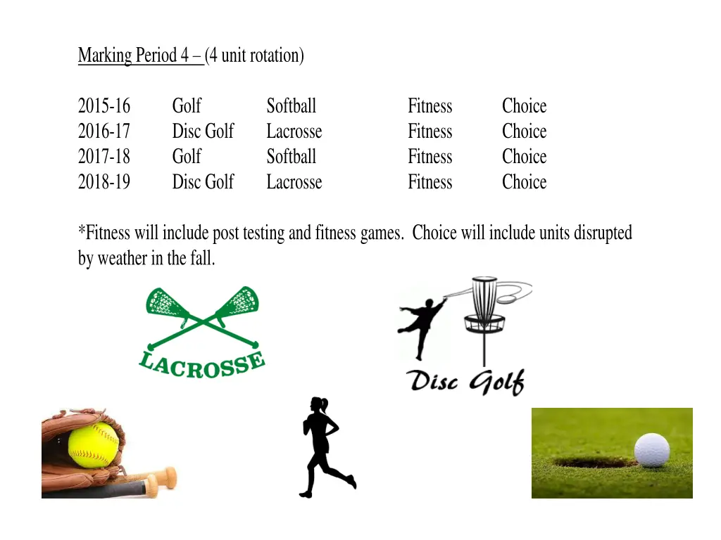 marking period 4 4 unit rotation 2015 16 golf