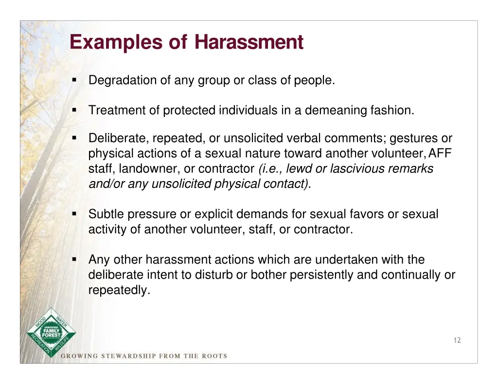 examples of harassment