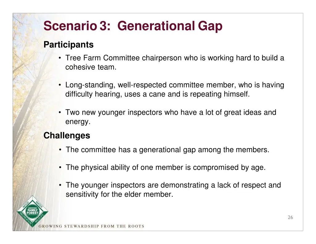 scenario 3 generational gap