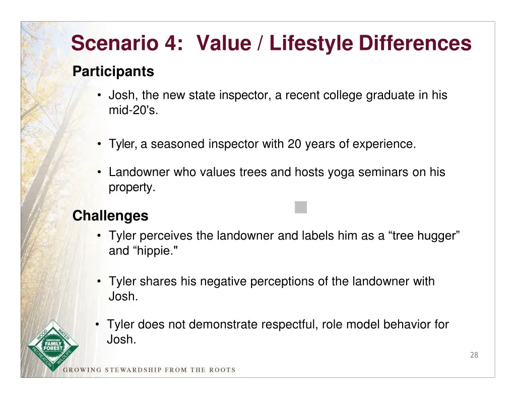 scenario 4 value lifestyle differences