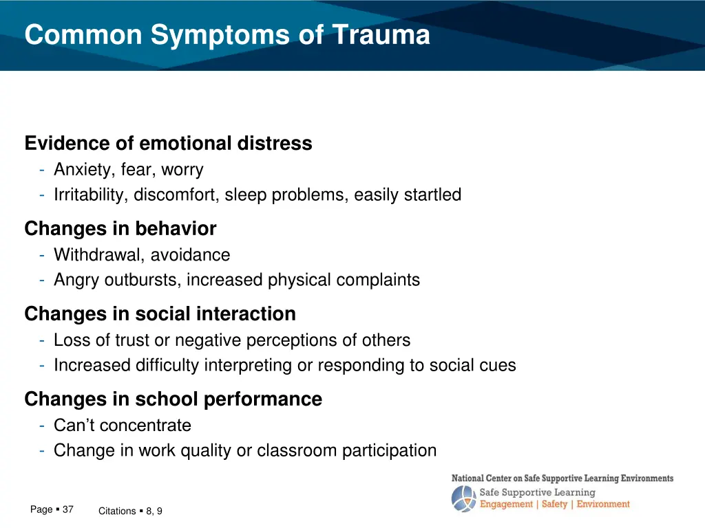 common symptoms of trauma 1