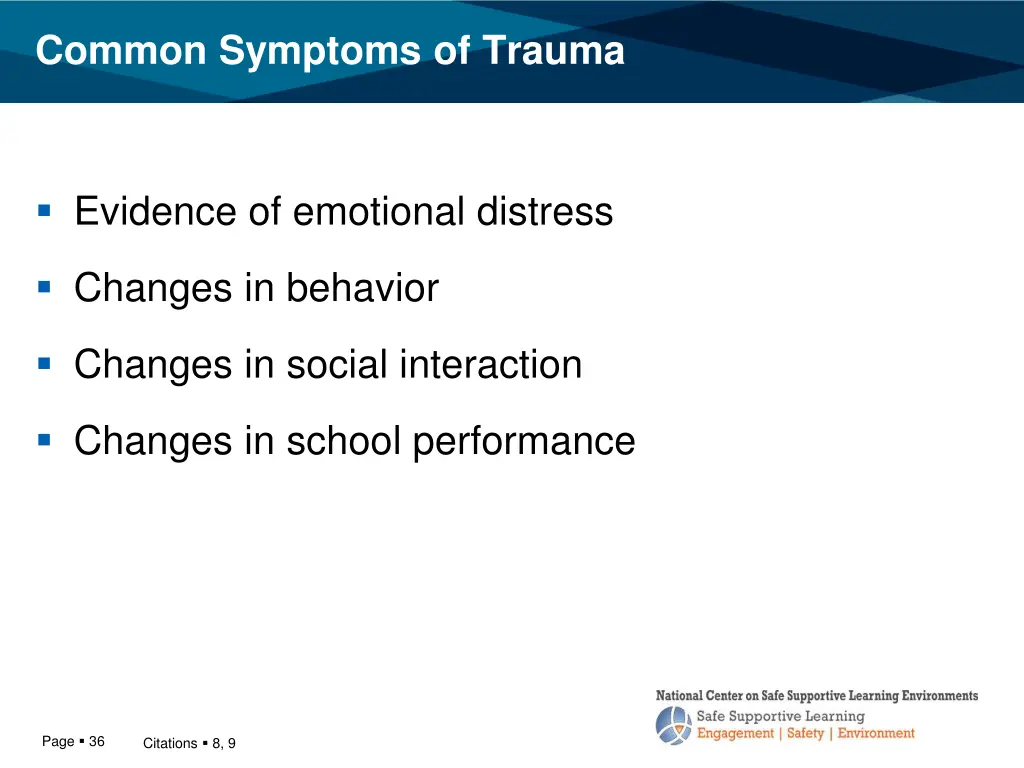 common symptoms of trauma