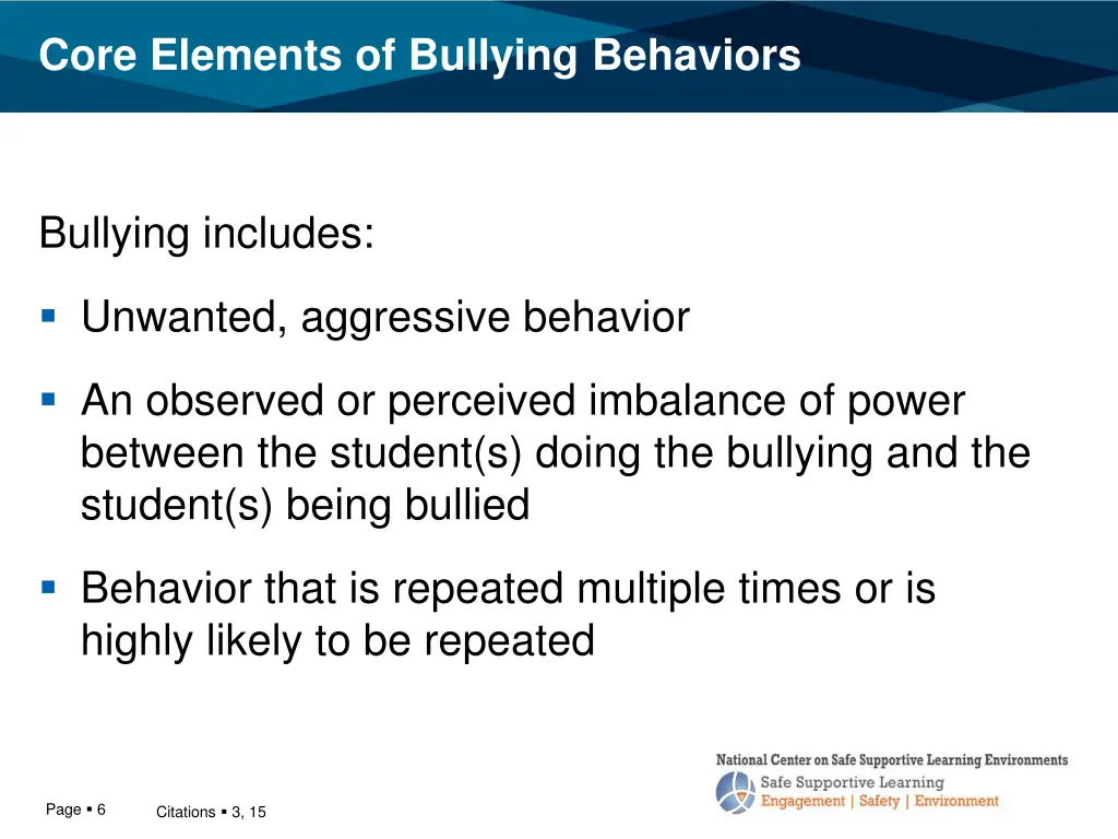 core elements of bullying behaviors