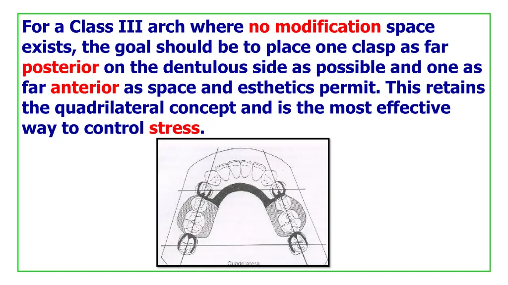 for a class iii arch where no modification space