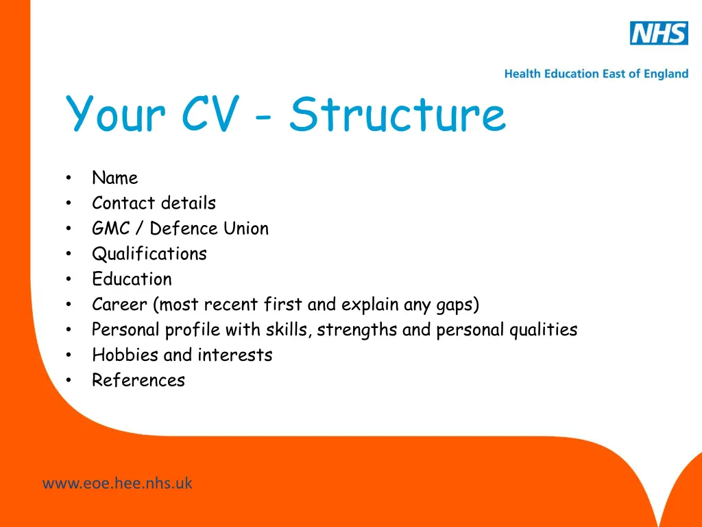 your cv structure