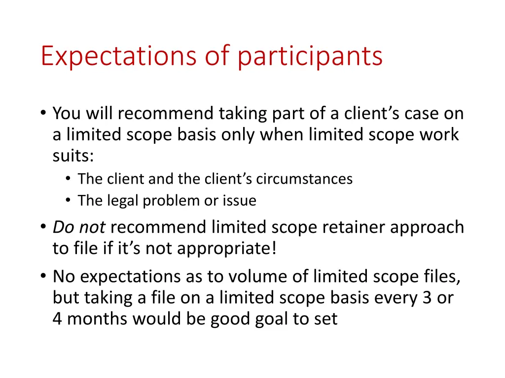 expectations of participants