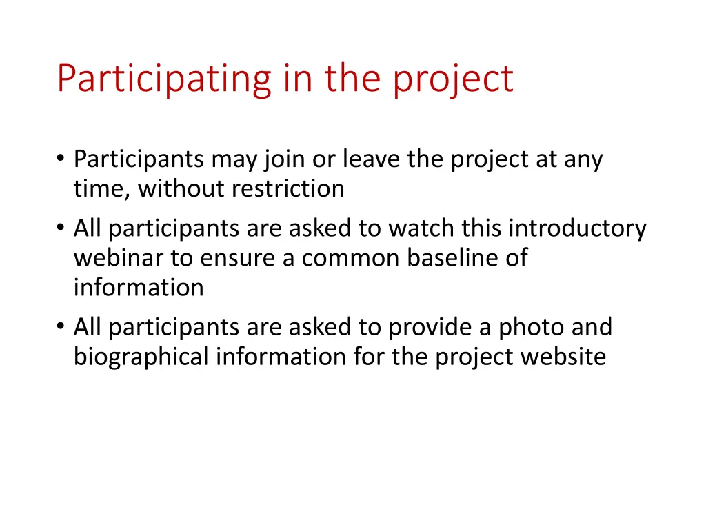 participating in the project