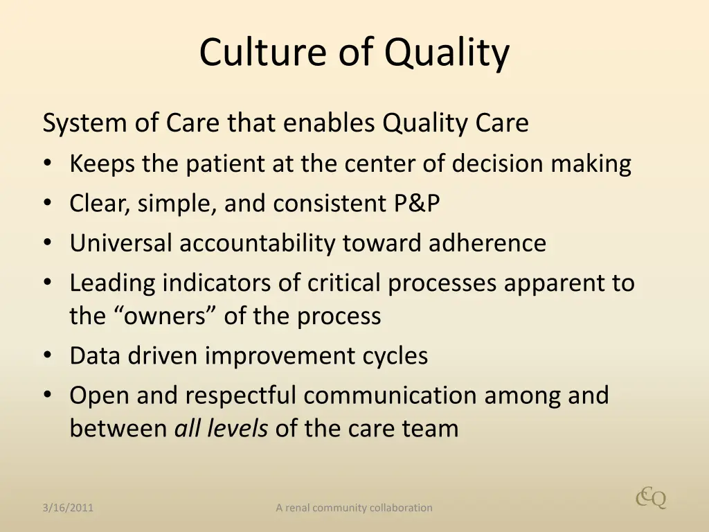 culture of quality