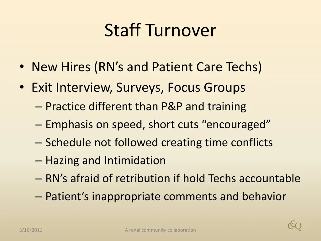 staff turnover