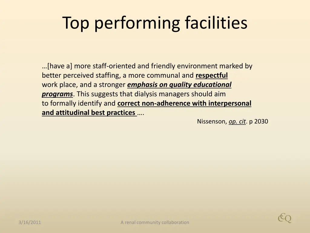 top performing facilities