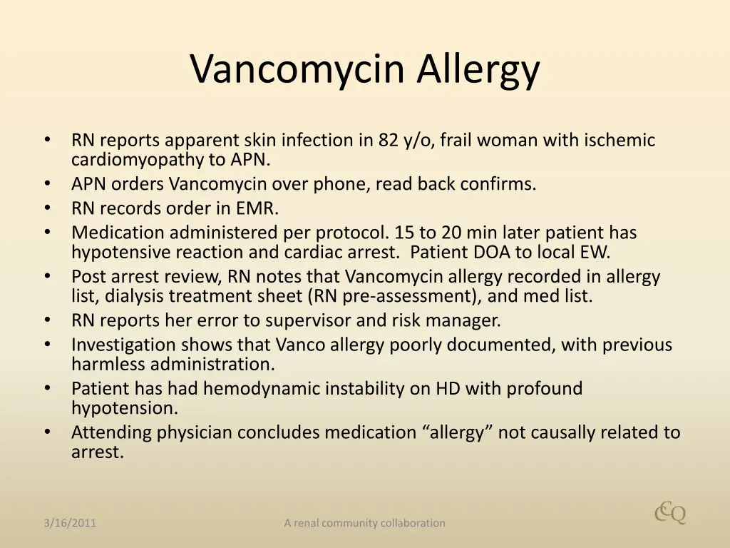 vancomycin allergy