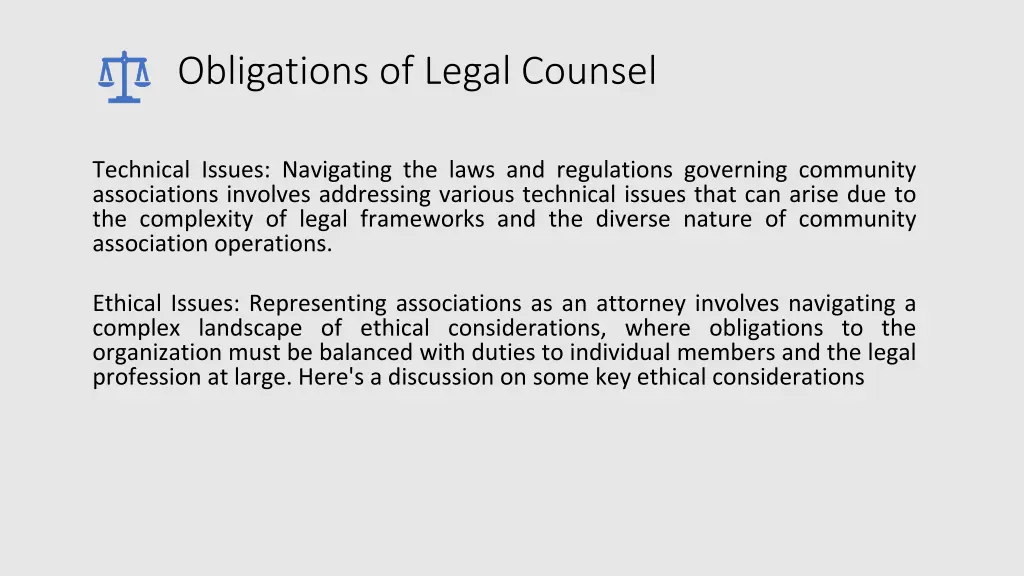 obligations of legal counsel