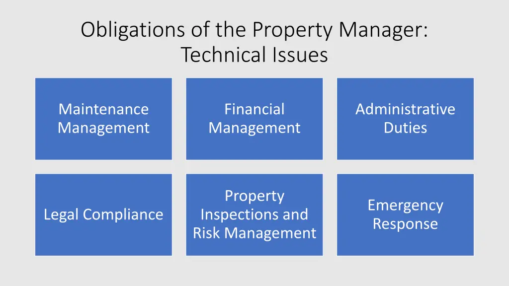 obligations of the property manager technical