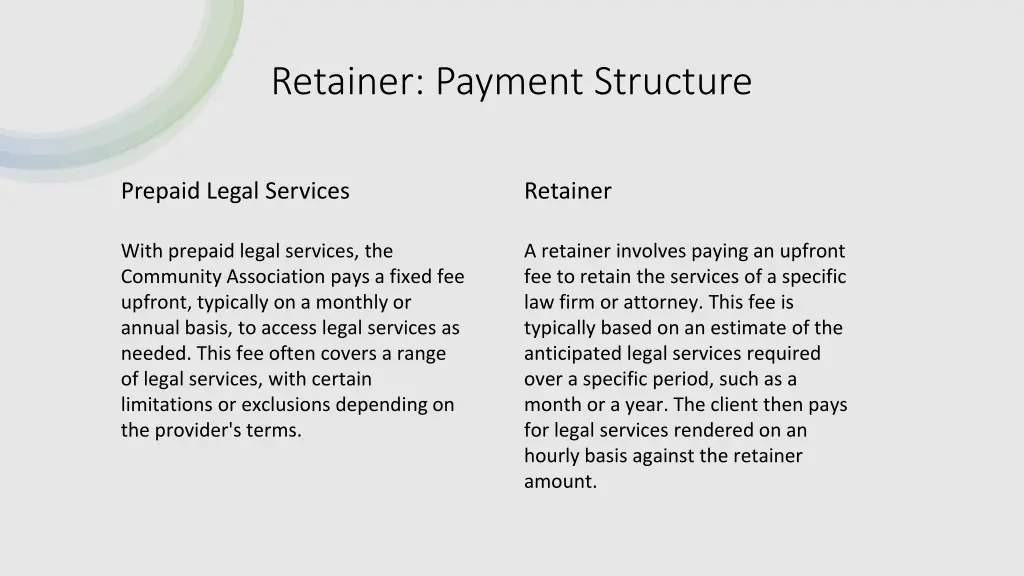 retainer payment structure