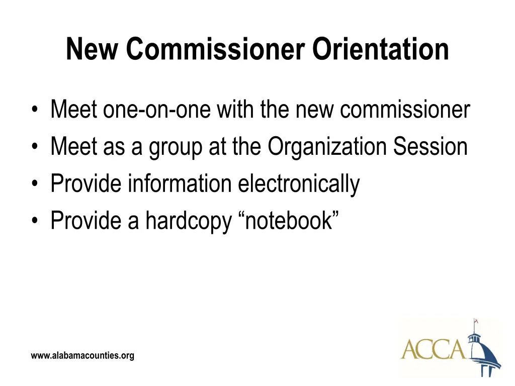 new commissioner orientation