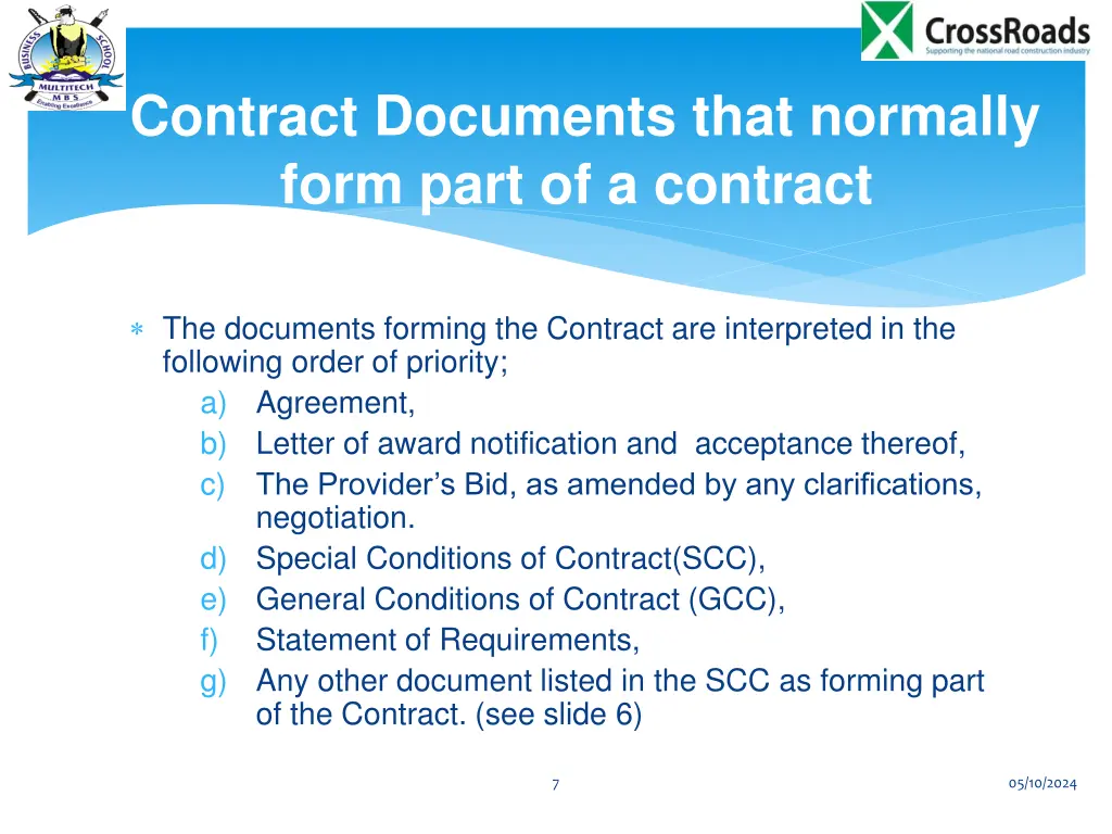 contract documents that normally form part