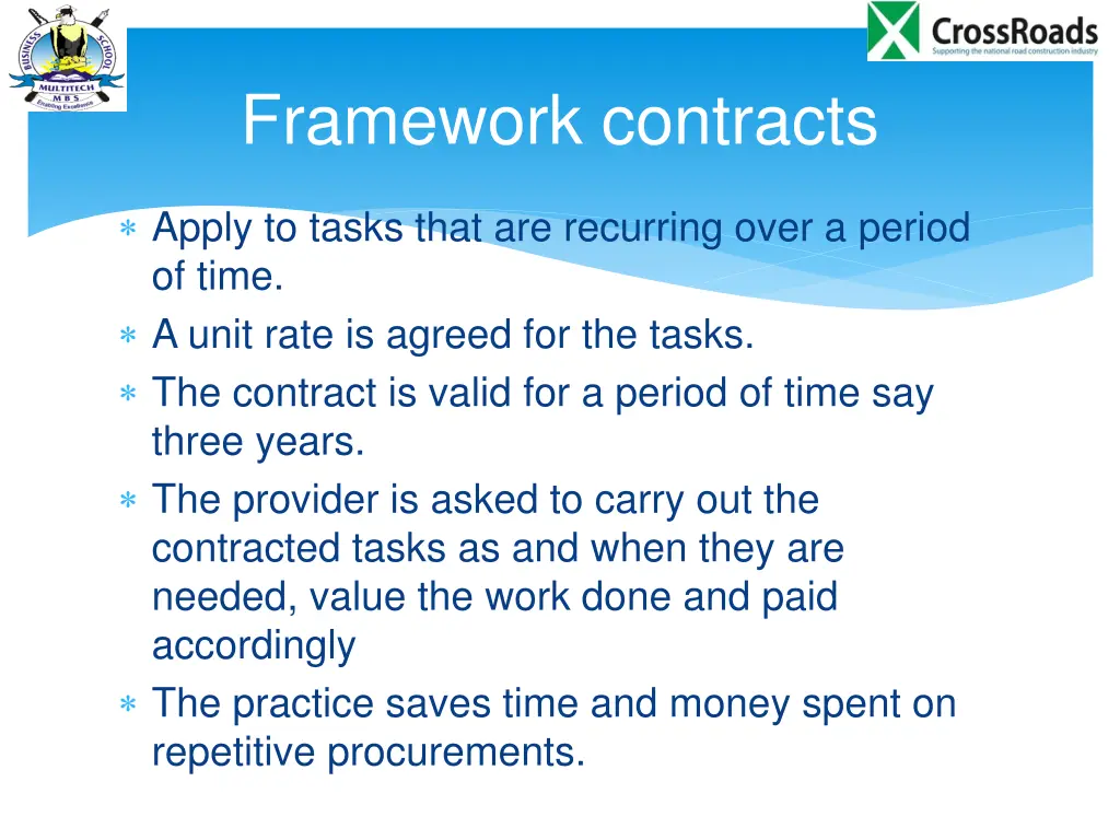 framework contracts