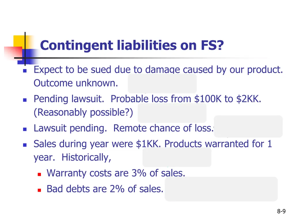 contingent liabilities on fs