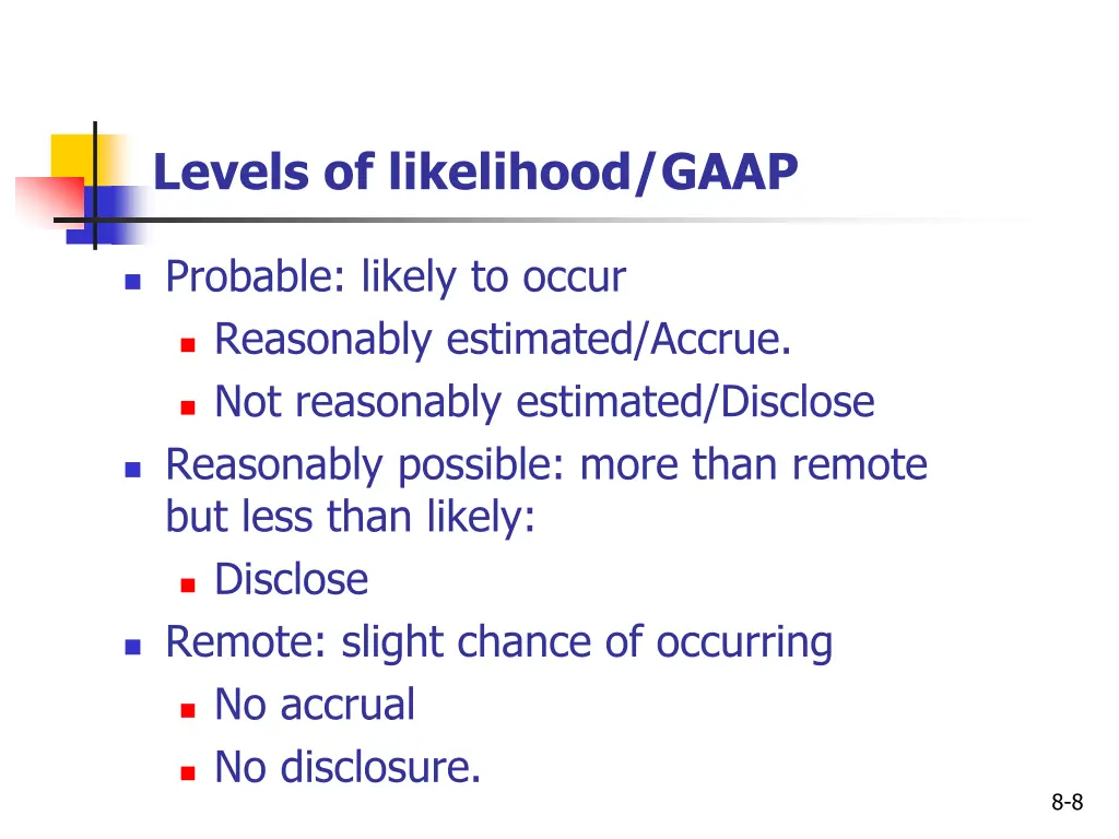 levels of likelihood gaap