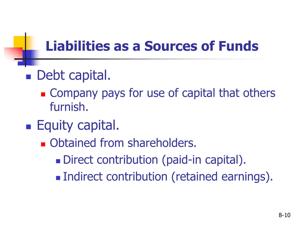 liabilities as a sources of funds