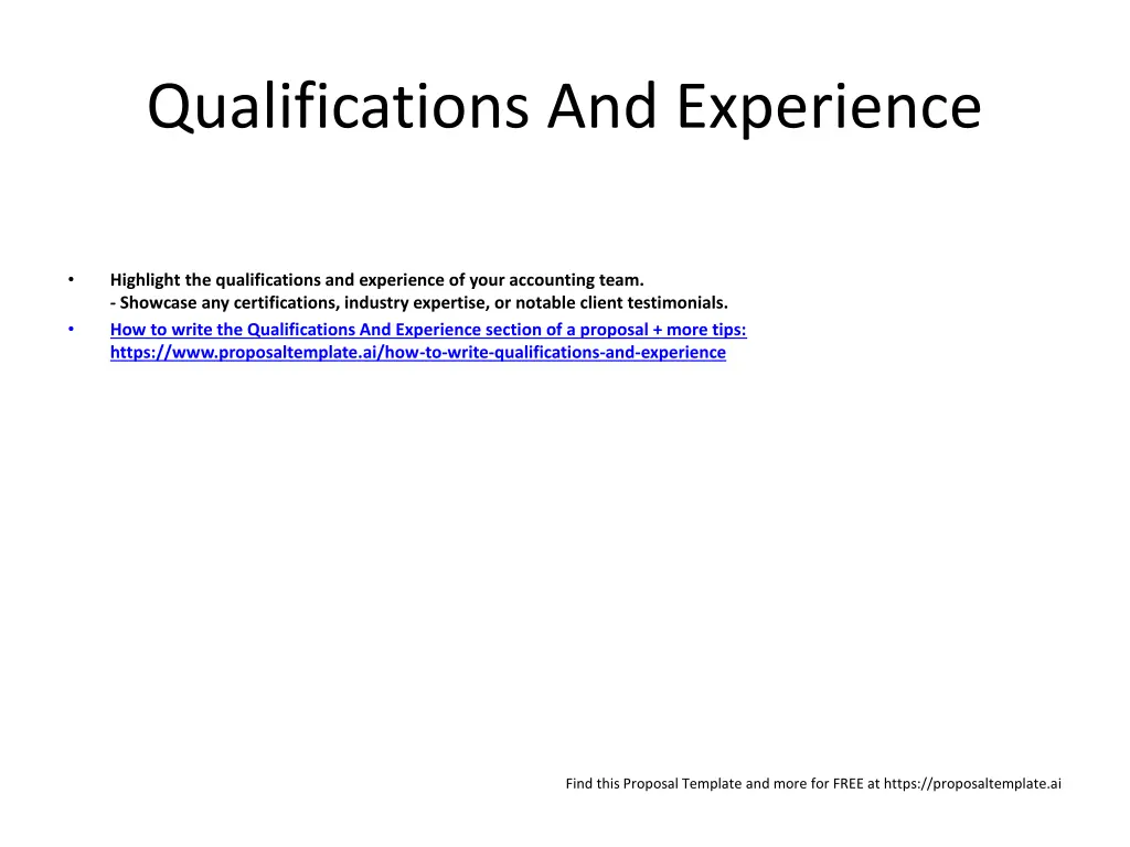 qualifications and experience