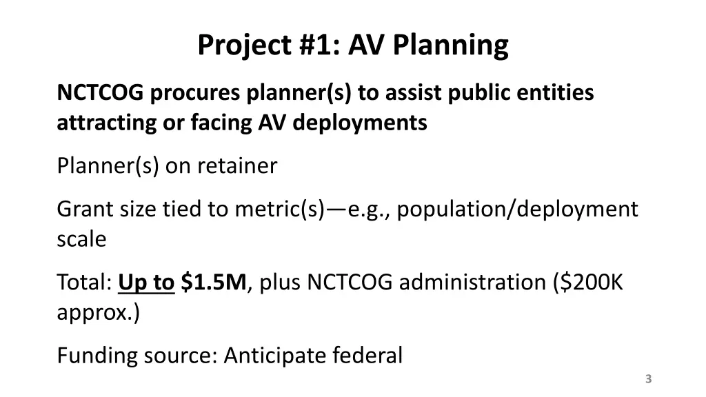 project 1 av planning